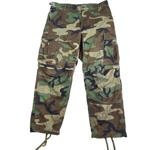Military Surplus Cargo Pant Men 34x27 Woodland Camo Tactical Distressed 4 Repair